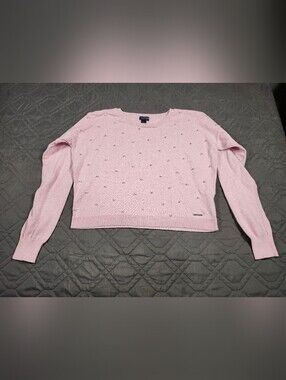 Croft & Barrow Pink Embellished Crewneck Sweater
